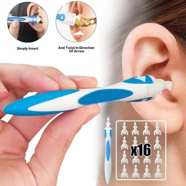 Hot Ear Wax Remover Tool Spiraalvormige oorreiniger met zachte siliconen 16 vervangende tips Eenvoudig te grijpen Extract Oorsmeer oor Gezondheidszorg
