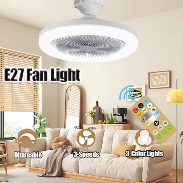 Nieuwe LED-ventilator met drie snelheden LED-lamp Kraal E27 Schroefventilator Licht Afstandsbediening Wandbediening Slaapkamerlicht Ventilator Plafond