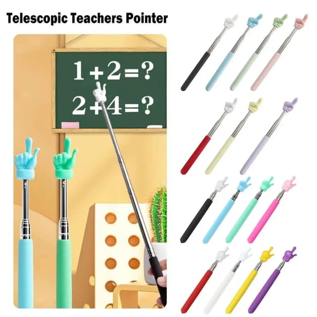 1 Stuks Rvs Telescopische Staaf Speelgoed Vinger Ontwerp Onderwijs Stok Klaslokaal Whiteboard Pointer Leraren Handheld Presenter