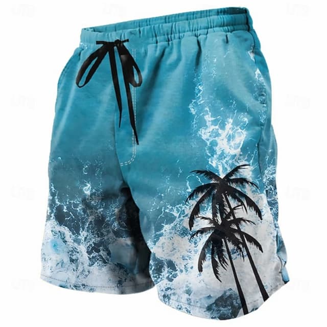 Mode Kokospalm Grafische Korte Broek Zomer Casual Vakantie 3D Gedrukte Board Shorts Losse Sneldrogende Ademende Zwembroek