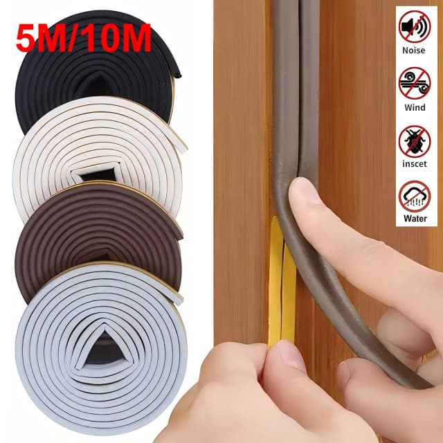 5 m/10 m DIEP Vorm Raamafdichting Strip 4 Kleuren zelfklevende Rubber Weerstrippen Deur Winddicht isolatie Geluid Tape