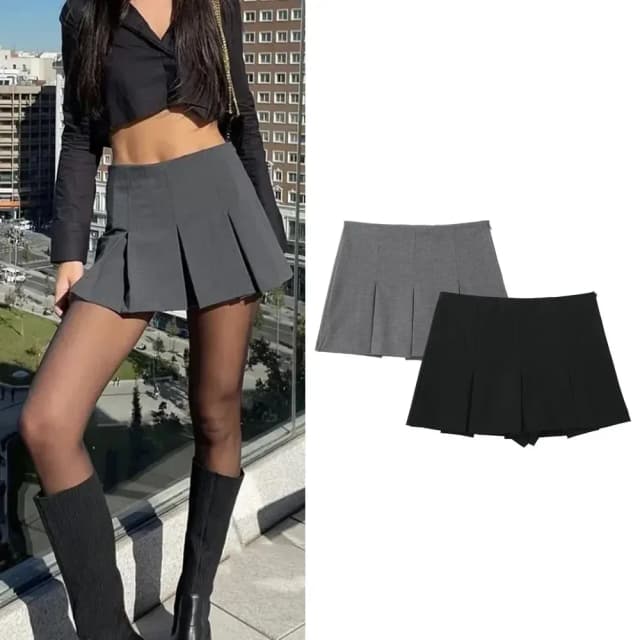 ASDS Mode Dames Hoge Taille Shorts Rokken Geplooide Rok Shorts Dames Gestreepte Bermuda Dames Casual Mini Shorts
