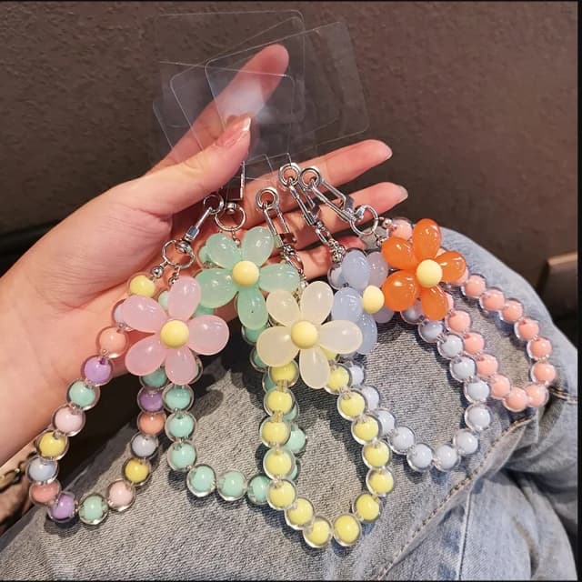 Telefoon Anti-verloren Lanyard Sleutel Korte polshanger Kleurrijke Macaron Ronde kralenhanger Dameshandketting Mobiele telefoonkoord