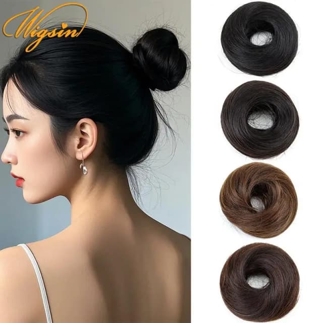 WIGSIN Synthetische Rechte Donut Chignon Haarstukken Ombre Elastische Opgestoken Chignon Pluizige Rommelige Scrunchies Knot voor Vrouwen