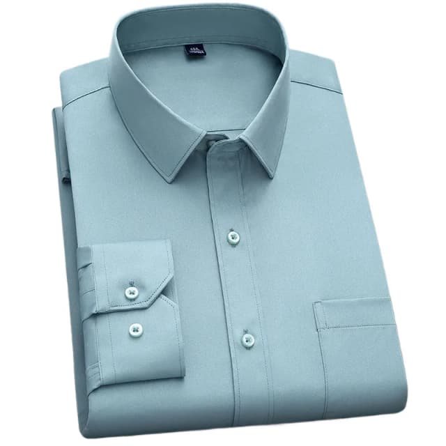 BAMBOOPLE Nieuwe Mode Strijkvrij Shirt Anti-rimpel Klassieke Solid Business Casual Soft Wear Lange Mouwen voor Mannen AEchoice