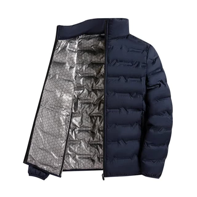 CHUJIE Winter wit donsjack heren grafeen zelfverwarmend winddicht geplooid donsjack opstaande kraag casual warm donsjack