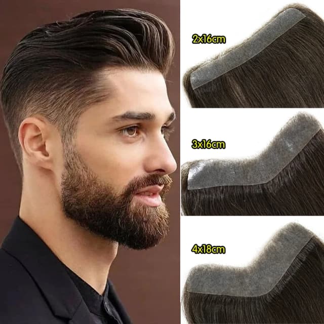 15 cm 100% Menselijk Haar Steil Toupetje V Stijl Frontale Haarlijn voor Mannen Front Vervanging Systeem PU Haarstukje Onzichtbare Extensions