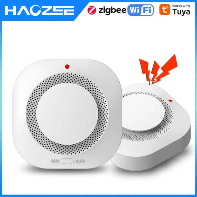 Haozee Tuya Smart Zigbee/Wifi Rookmelder Smart Fire Brandbeveiliging Home Security Alarm Geluid Licht Alarm APP Controle