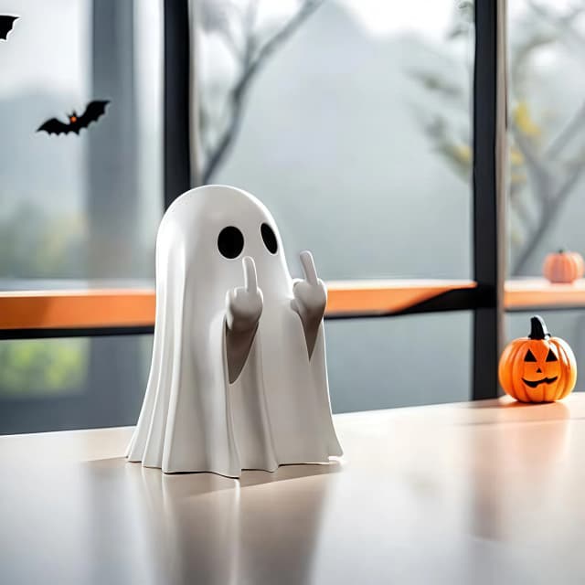 Middelvinger schattig spookbeeld, geesten kleine enge spookbeeldjes, Halloween huisdecoratie, salontafel centerpieces plank