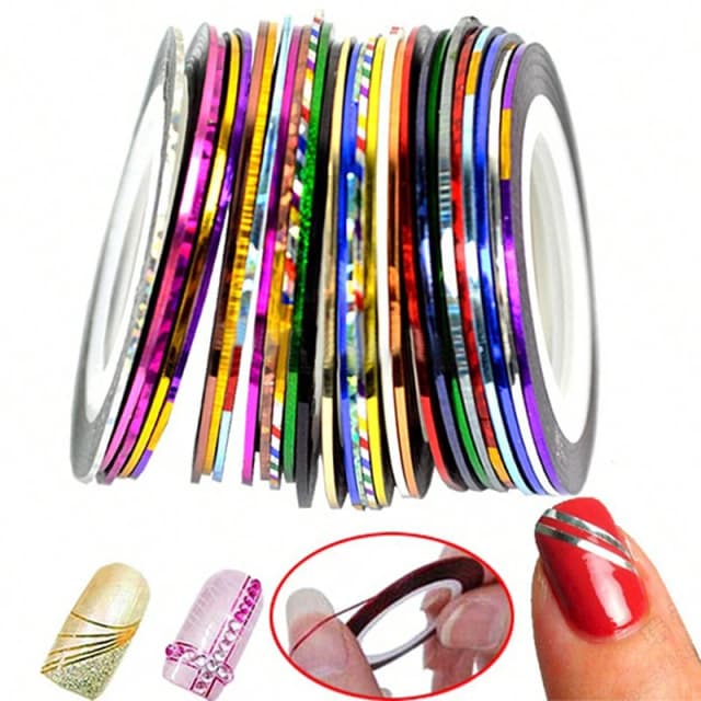 30PCS Nail Striping Tape Metallic Garen Lijn 3d Nail Art Tool Kleur Rollen Nail Decals DIY Nail Tips Sticker decoratie