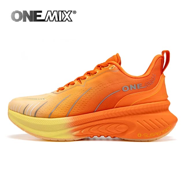 ONEMIX Nieuwe Demping Loopschoenen Voor Mannen Geschikt Zware Lopers Lace Up Sport Vrouwen Antislip Outdoor Atletische Mannelijke Sneakers