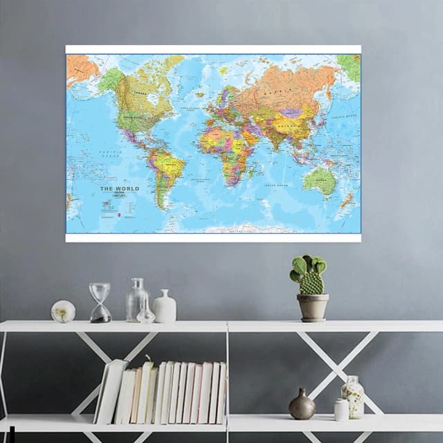 De Wereldkaart 100*70 cm non-woven Canvas Schilderij Wall Art Poster Ingelijste Print Woonkamer Home Decor schoolbenodigdheden
