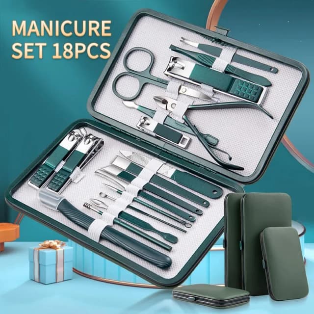 7/10/12/18 Stuks Manicure Set Rvs Nail Cutter Vingernagelknipper Trimmer Wenkbrauw Schaar Pincet oor Lepel Facial Auto