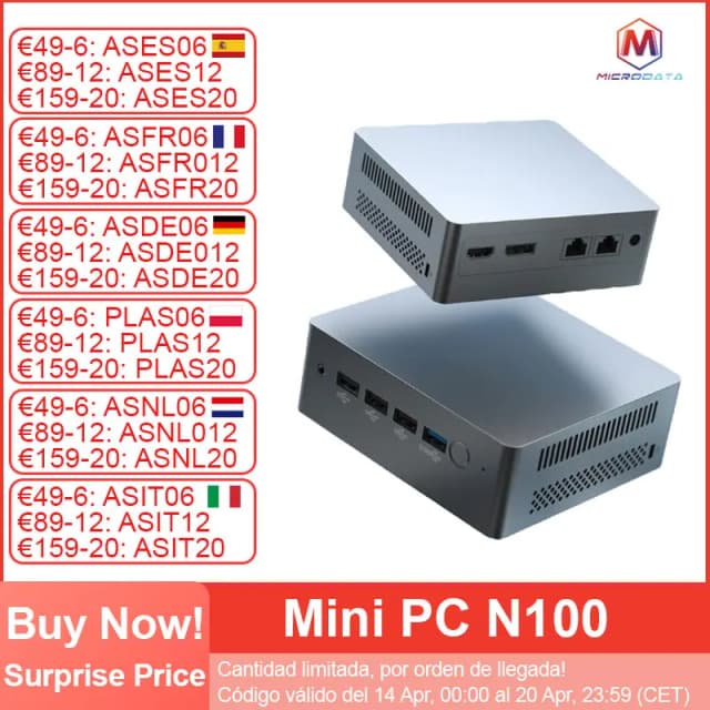 Microdata Mini Pc N100 8Gb 256Gb, 16G 512G, Intel 12e Generatie 4 Cores Dual Display 4K Output Ddr5 Wifi 2.4G/5G Bt4.2 Pc Gamer
