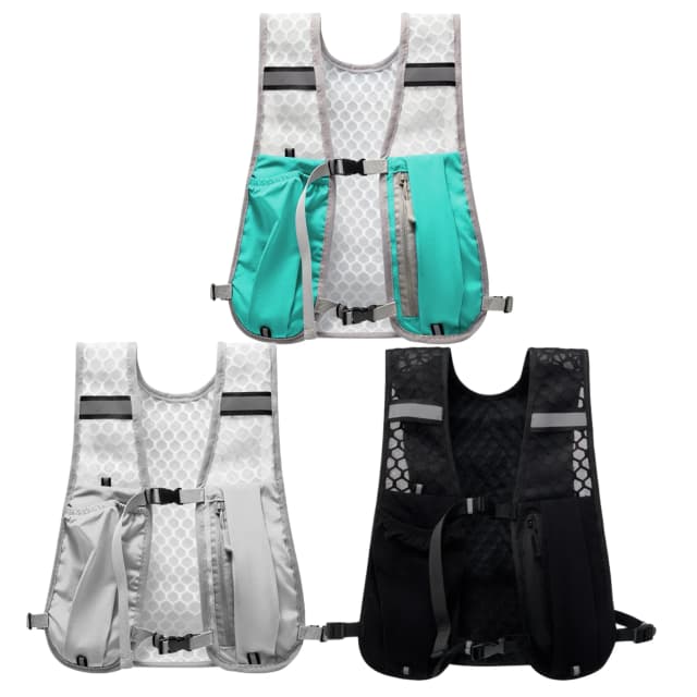 Opbergvest voor waterflessen Lichtgewicht hardloopvest Reflecterend hydratatiewaterborstpakket met telefoonhouder Fietsvest