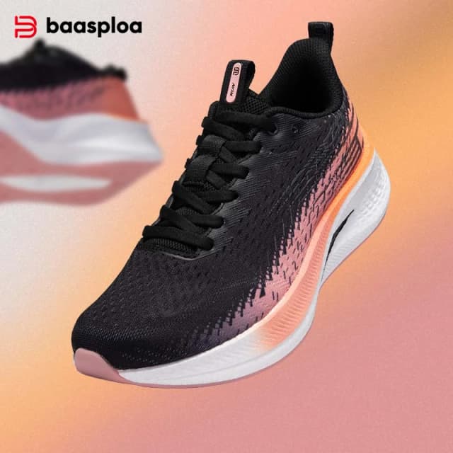 Baasploa Vrouwen Professionele Loopschoenen Outdoor Carbon Plaat Antislip Sportschoenen Vrouwelijke Casual Ademende Jogging Sneakers