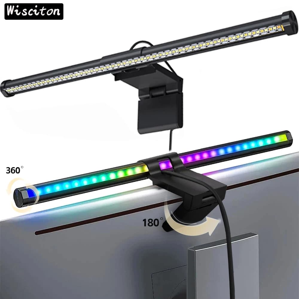 LED-monitorlichtbalk Computerscherm Hanglampen RGB Sfeer Tafellamp voor werkstudie Lezen Gaming Dimmen Verlichting 44 cm