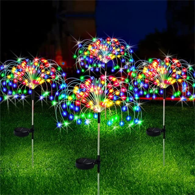 Zonne-vuurwerk Kerstverlichting 60 LED Buitentuindecoratie 8 knippermodi Gazon Pathway Lights Patio Party Kerst Bruiloft