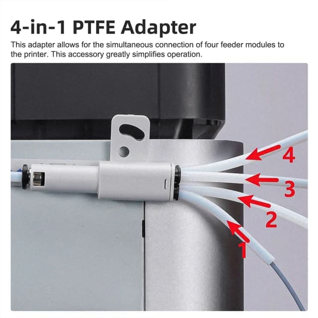 3D-printeronderdeel 4-in-1 PTFE-adapter Materiaal Pijpuitbreidingspoort AMS Sluit 4 voedingsmodules aan voor Bambulab X1/P1 X1C P1S P1P