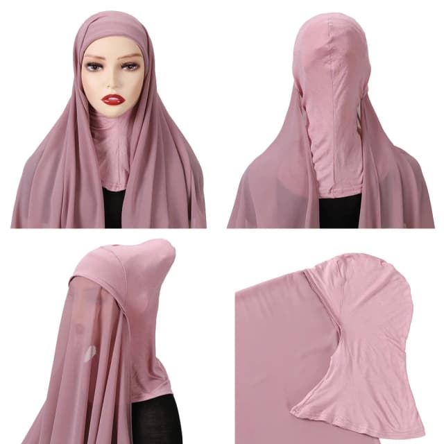 Volledige dekking innerlijke moslim chiffon hijab instant sjaal islamitische pet hoofdslijtage caps ondersjaal bot motorkap hoofddeksel