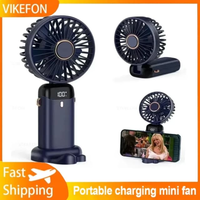 Draagbare 5-snelheden kleine bureauventilator Reistelefoonstandaard voor buiten Opvouwbare draagbare USB-gamingkoeling Miniventilator en oplaadbare basisventilator