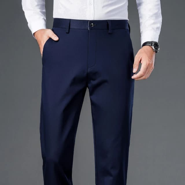 Mannelijke slimme casual broek Rekbare sport Sneldrogende herenbroek Lente Herfst Volledige lengte Rechte kantoor Zwart Marine Werkbroek